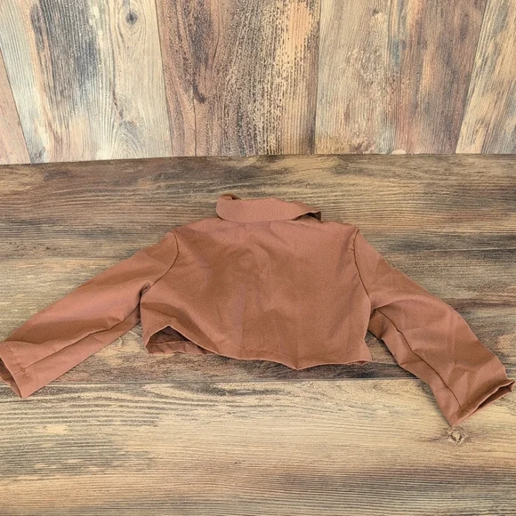 SHEIN Girls Brown Cropped Button Shirt 9-12MOS        AB139 - Picture 4 of 5